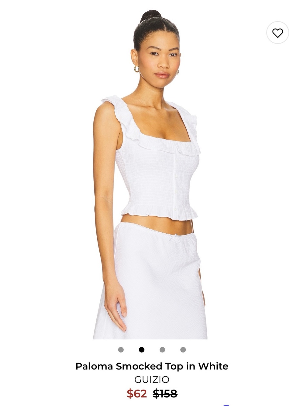 Guizio White Ruffled Button-Front Tank Top